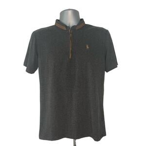 Dewberry Gray Short Sleeve Quarter Zip Polo, Size L